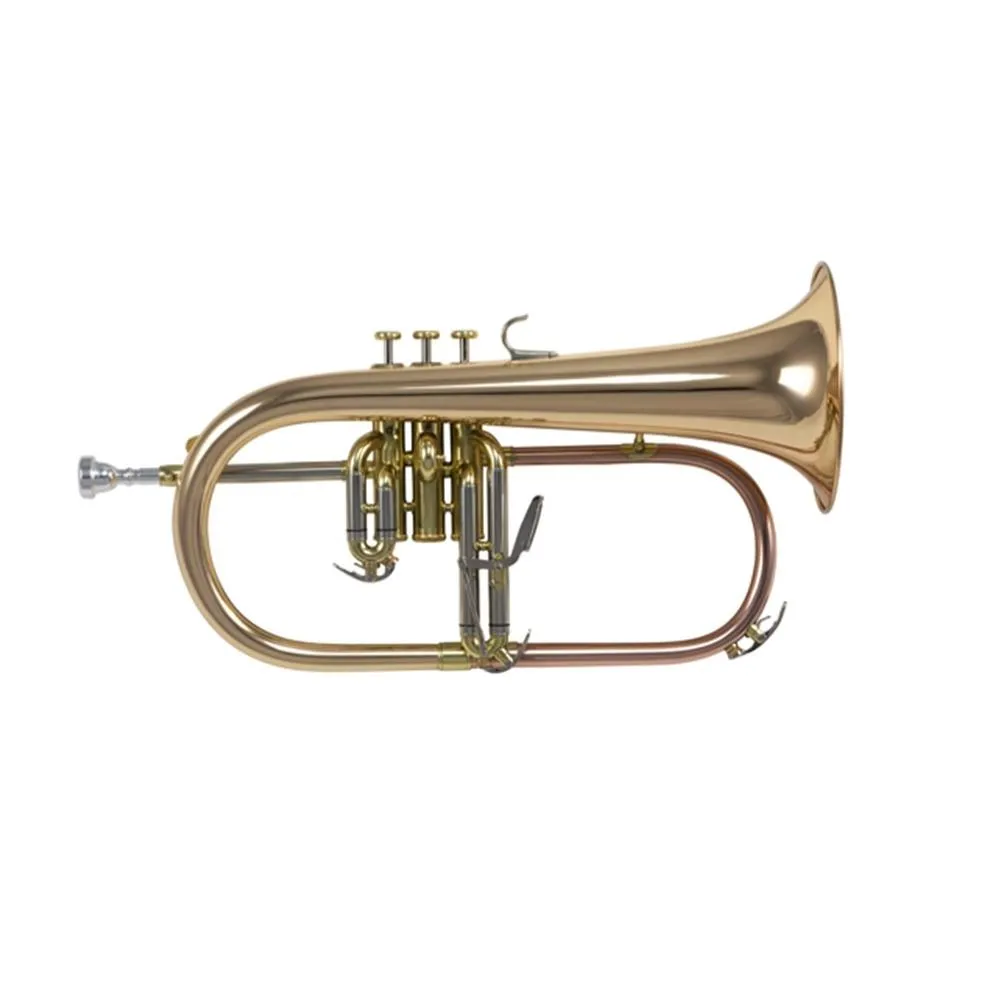 Schagerl Bb Flugelhorn - SLF800 Gold Brass Bell 3rd slide trigger with case