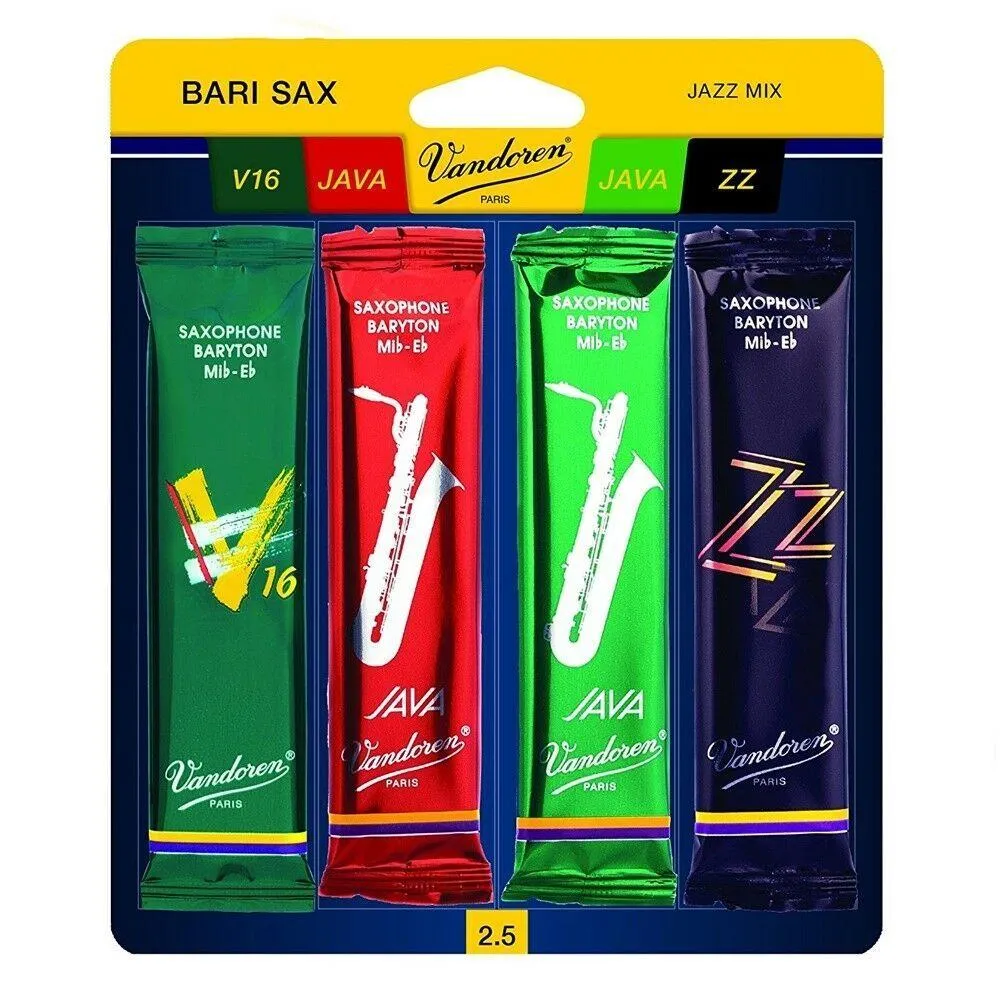 Vandoren Baritone Sax Mix Card Strength 2.5 Java Green,Java Red, ZZ and V16