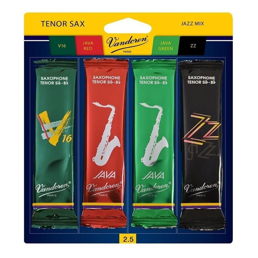 Vandoren Tenor Sax Jazz Reed Mix 1 x ZZ, V16, JAVA Red & Green Strength 2.5