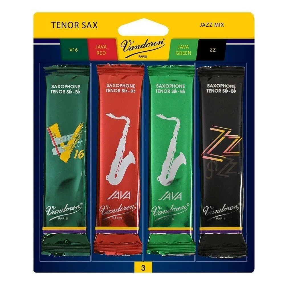 Vandoren Tenor Sax Jazz Reed Mix 1 x ZZ, V16, JAVA Red & Green Strength 3