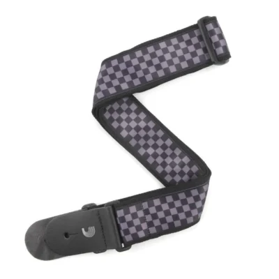 D'Addario Woven Guitar Strap, Checkerboard, Take it to Black