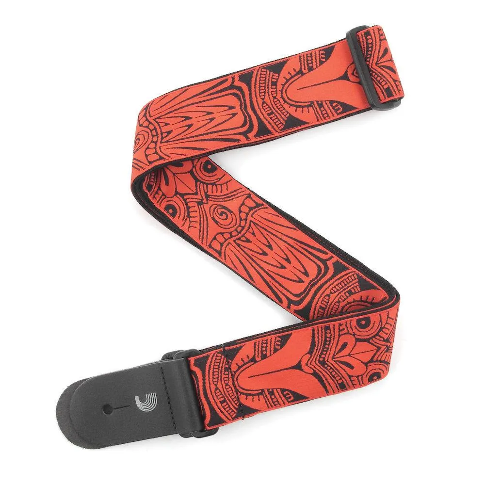 D'Addario Woven Guitar Strap, Tiki Mask, Red