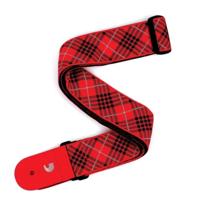 D'addario Planet Waves  Woven Guitar Strap, Tartan - Red / Black