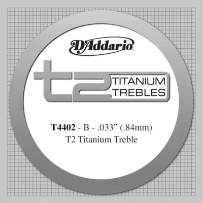 D'Addario T2 Titanium Treble Classical Guitar Single String, Extra-Hard Tension, B String