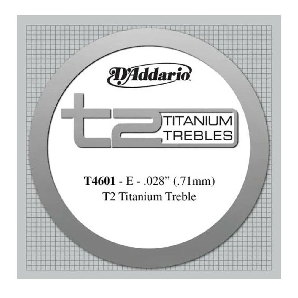 D'Addario T2 Titanium Treble Classical Guitar Single 1st String Hard Tension,
