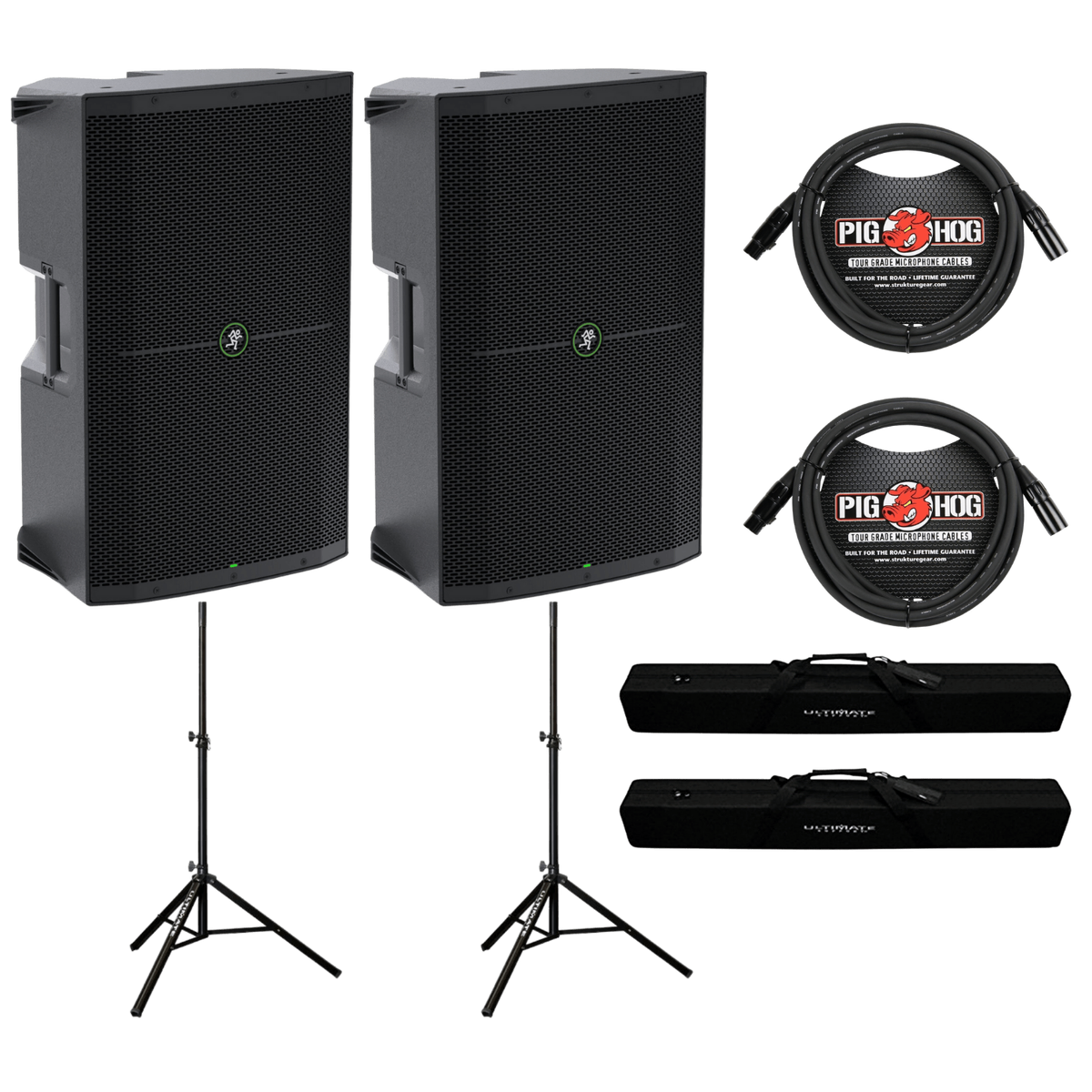 Mackie Thump215XT Enhanced 1400W 15-inch Powered Speaker Pair - Deluxe Bundle