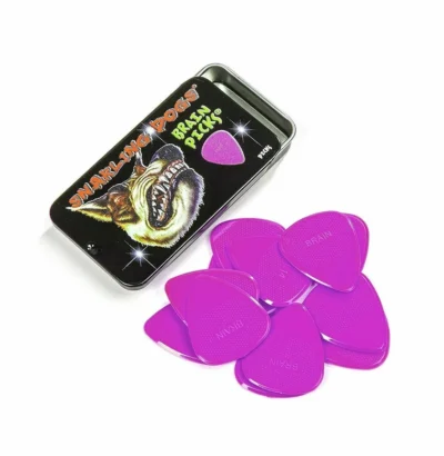 Snarling Dogs Brain Guitar Picks with Tin Box- 12 Picks Purple  0.60mm Gauge