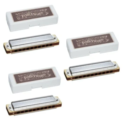Tombo Folk Blues Mk II Harmonica 3-Pack  Made in Japan Keys C G E