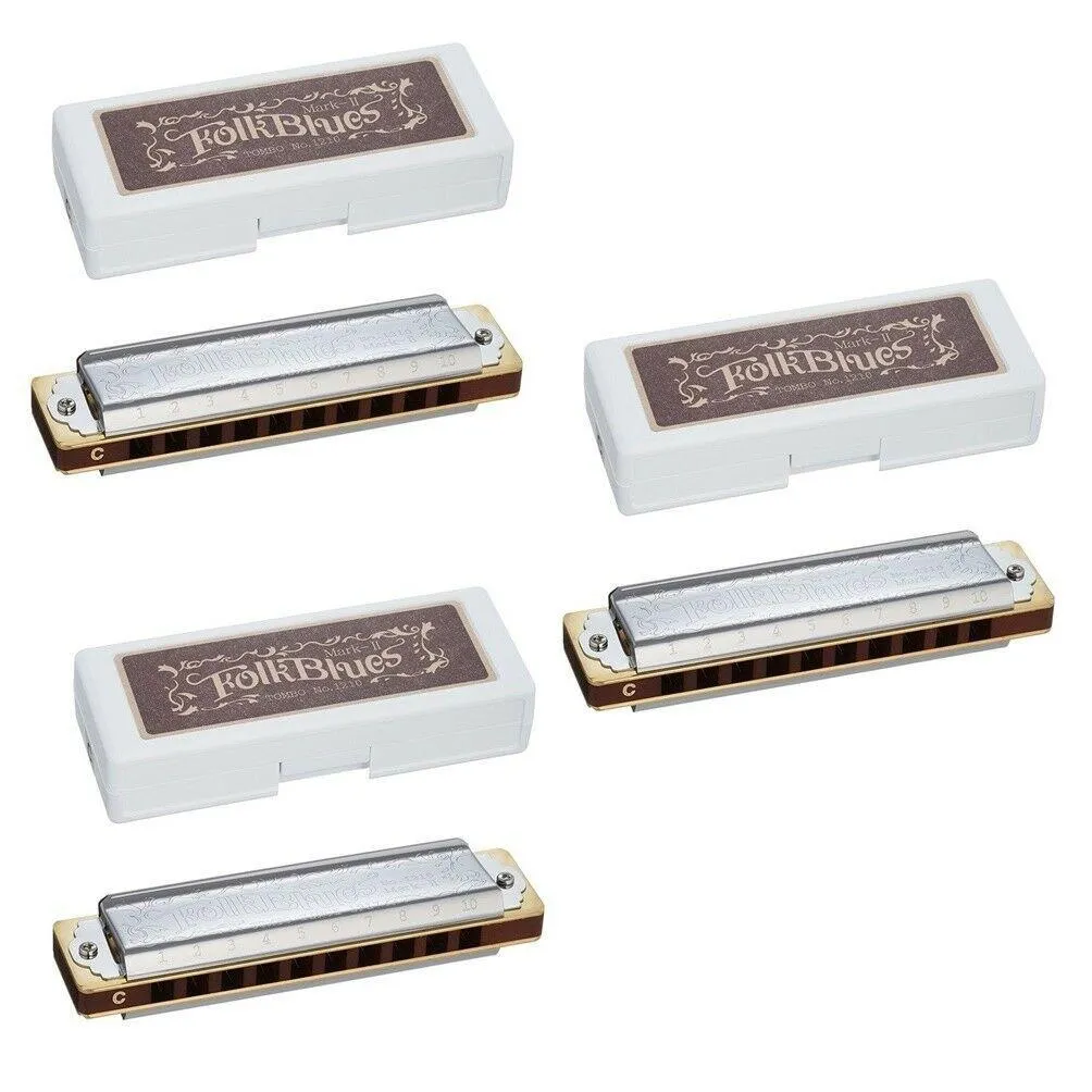 Tombo Folk Blues Mk II Harmonica 3-Pack Made in Japan Keys C G E