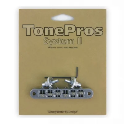 TonePros TP6R Tune-o-matic Bridge with Roller Saddles - Small Posts Nickel