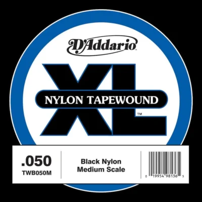 D'Addario TWB050M Nylon Tape Wound Bass Guitar Single String, .050