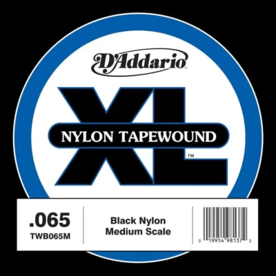 D'Addario TWB065M Nylon Tape Wound Bass Guitar Single String, .065