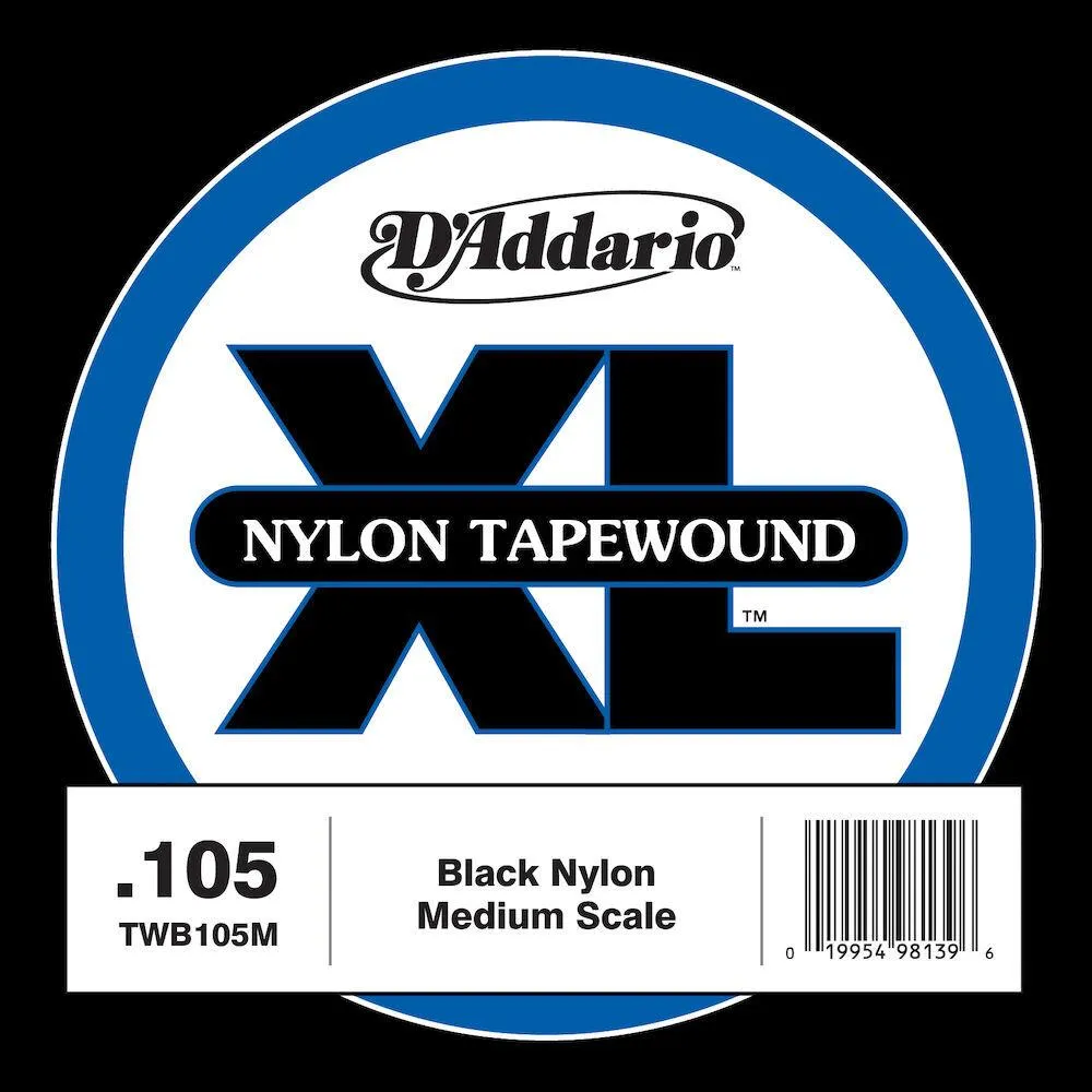 D'Addario TWB105M Nylon Tape Wound Bass Guitar Single String, .105