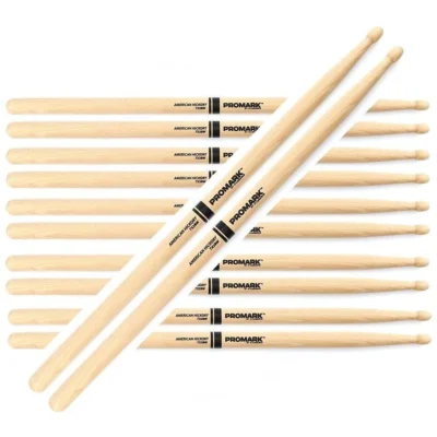 Promark TX2BW American Hickory Wood Tip 2B Pro Mark 6 Pairs Drum Sticks