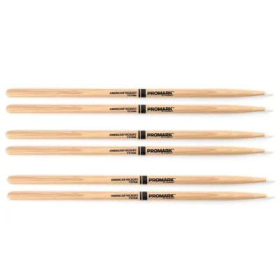 Promark TX7AN American Hickory Nylon Tip 7AN Pro Mark 3 Pairs Drum Sticks