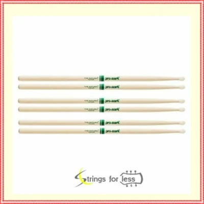 Promark The Natural American Hickory Nylon Tip 2BN - TXR2BN Drum Sticks 3 Pairs