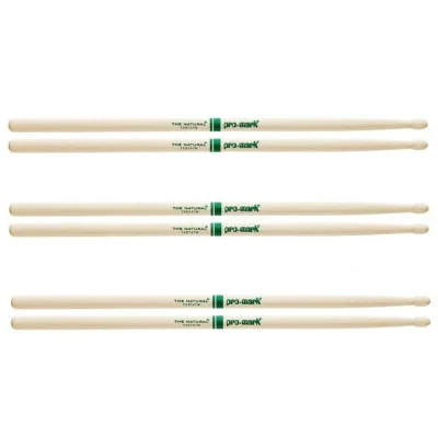 Promark The Natural American Hickory Wood Tip 747 - 3 Pairs Drum Sticks