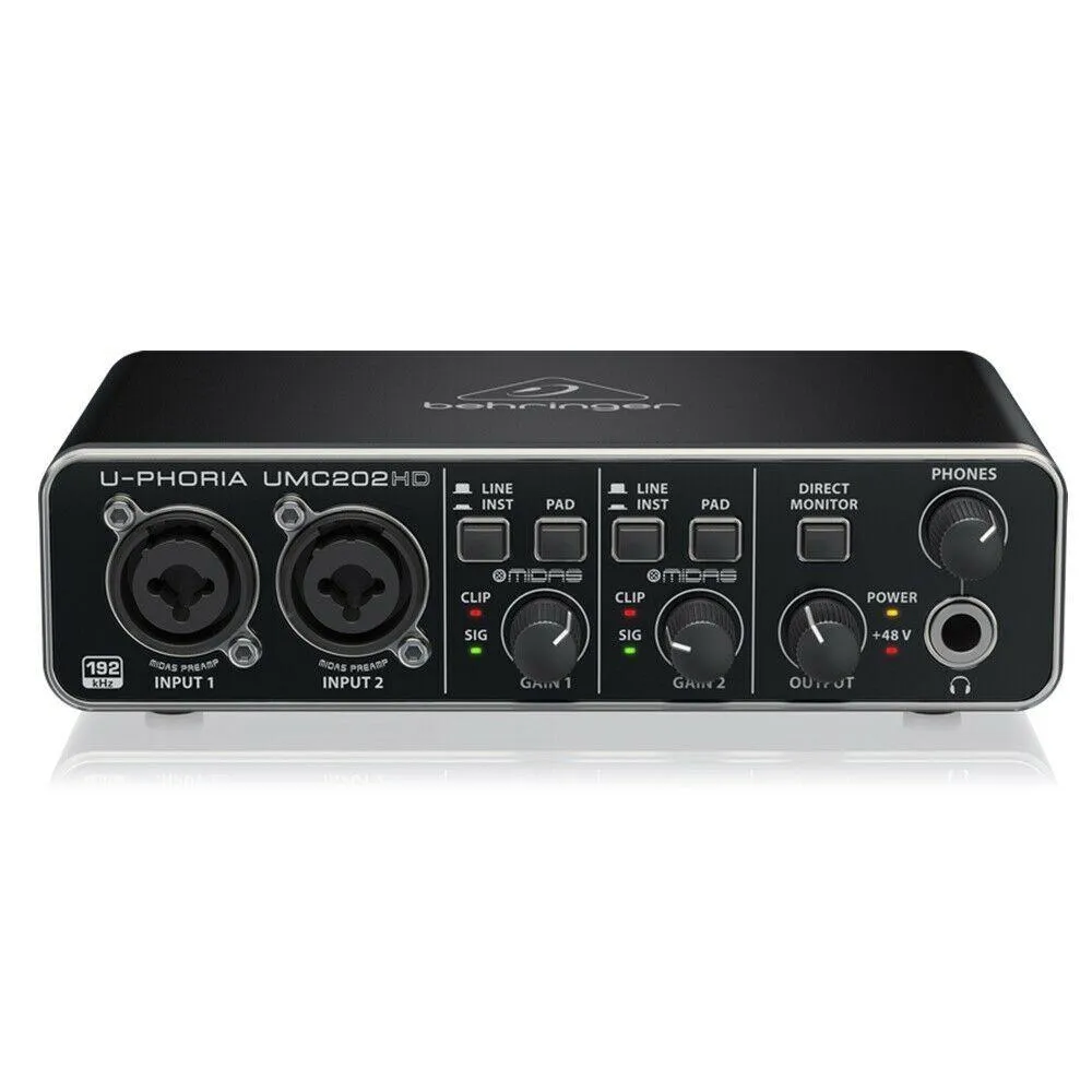 Behringer U-Phoria UMC202HD USB Audio Interface 24-bit/192kHz, 2-channel USB