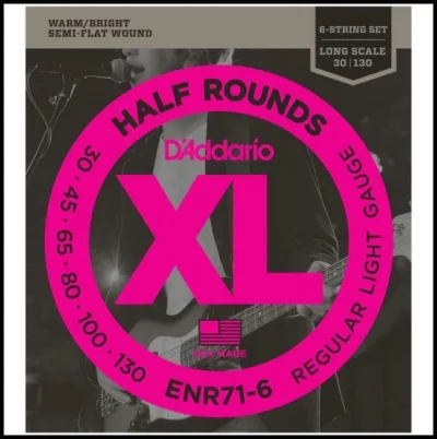 D'Addario ENR71-6 Half Rounds Bass Guitar Strings Reg/Light 6-String  30 - 130