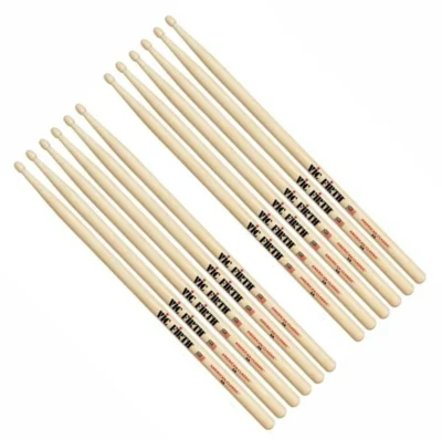 Vic Firth  Classic American Hickory 5A Wood Tip Drum Sticks x 6 Pairs Drumsticks