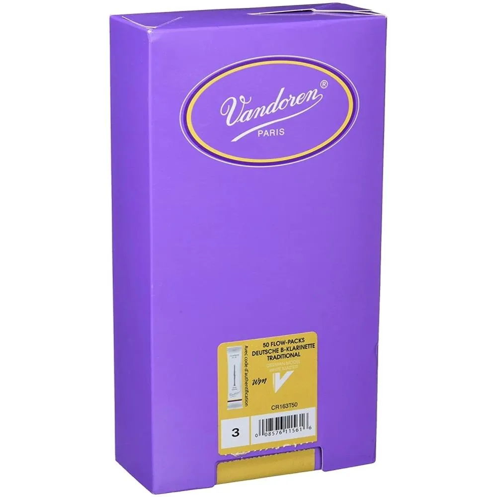 Vandoren B Flat Clarinet Reed White Grade 3 Box of 50