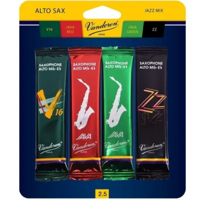 Vandoren Alto Sax Jazz Reed Mix Card 1 x  ZZ, V16, JAVA Red & Green Strength 2.5