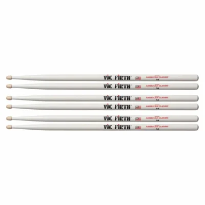 Vic Firth American Classic Drumsticks - 5B Wood Tip - White Finish - 3 Pairs