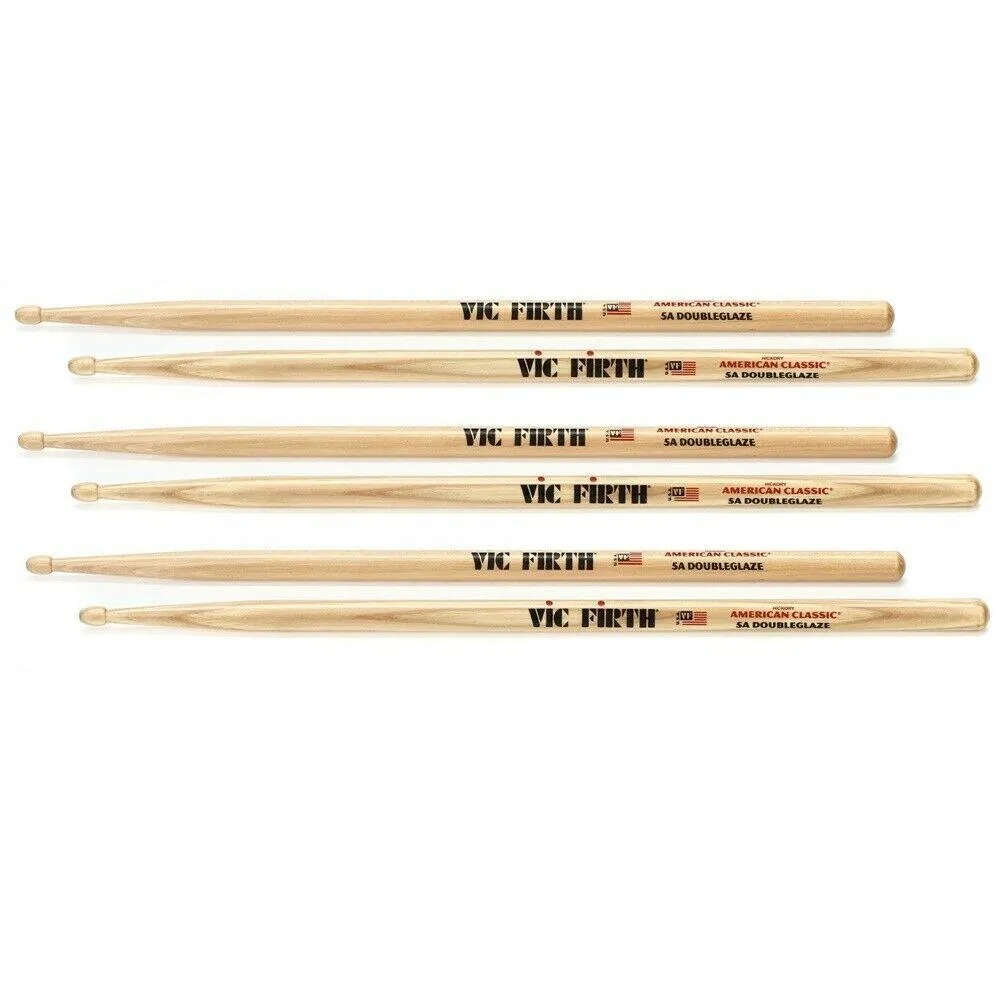 Vic Firth American Classic Drumsticks - 5A - Double Glaze wood tip - 3 Pairs