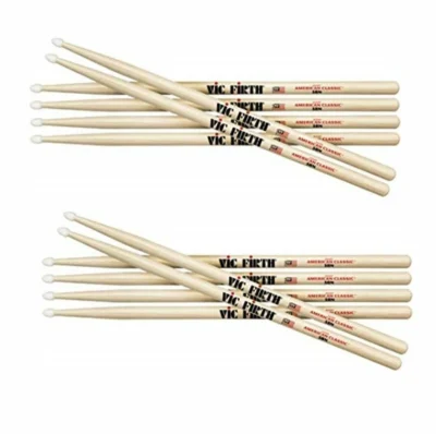Vic Firth American Classic Drumsticks - 5BN Nylon Tip 6 Pairs  Drumsticks