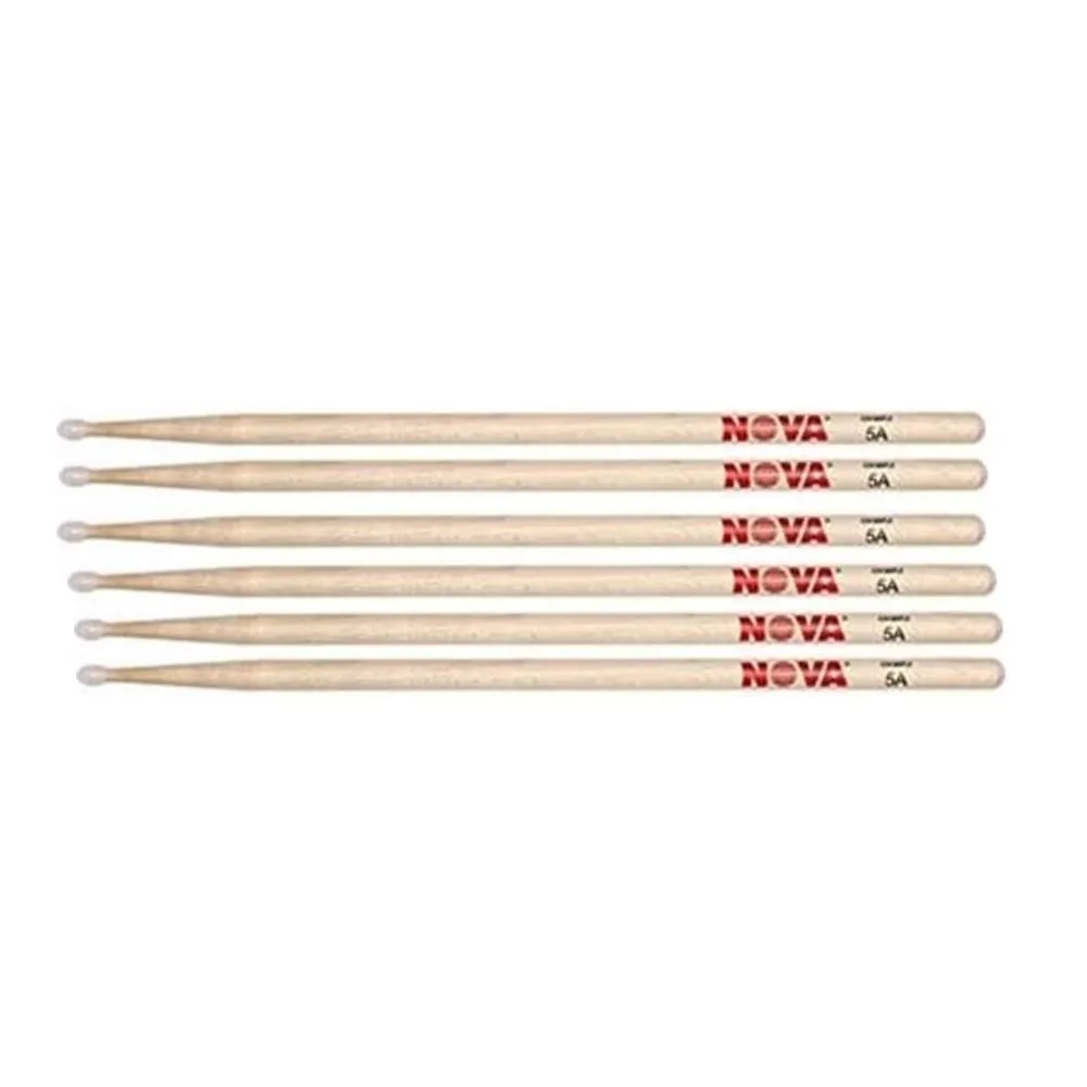 Vic Firth Nova Rock Wood Tip 3 Pairs American Hickory Drumsticks