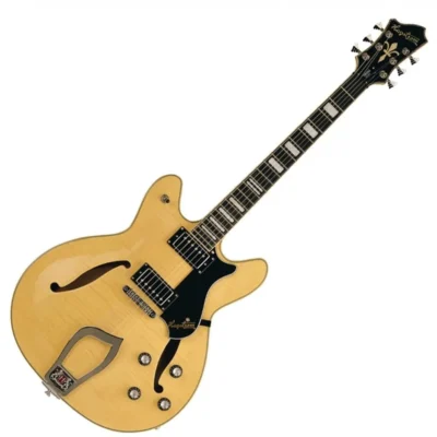 Hagstrom Viking Deluxe Semi-Hollow Electric Guitar, Natural w/Case