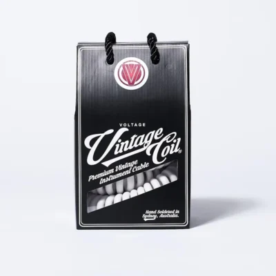 Voltage Vintage Coil 25ft Coiled Guitar Cable straight  / Right Angle -  White