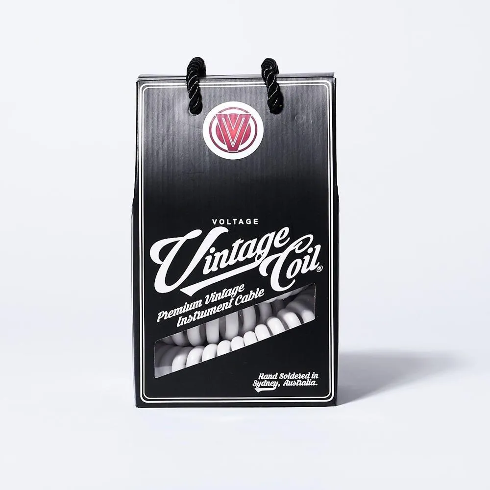 Voltage Vintage Coil 25ft Coiled Guitar Cable straight / Straight - White