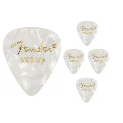 Fender 351 Premium Medium Celulloid Guitar Picks - White Moto - 5 Picks