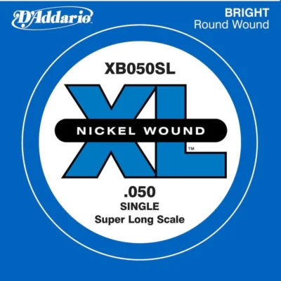 D'Addario XB050SL Nickel Wound Bass Guitar Single String, Super Long Scale, .050