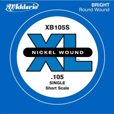 D'Addario XB105S Nickel Wound Bass Guitar Single String, Short Scale, .105