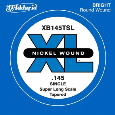 D'Addario XB145T Nickel Wound Bass Guitar Single String, Super Long Scale, .145, Tapered