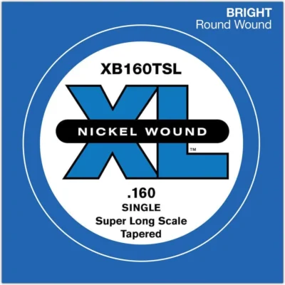 D'Addario XB160TSL Nickel Wound Bass Guitar Single String, Super Long Scale, .160, Tapered