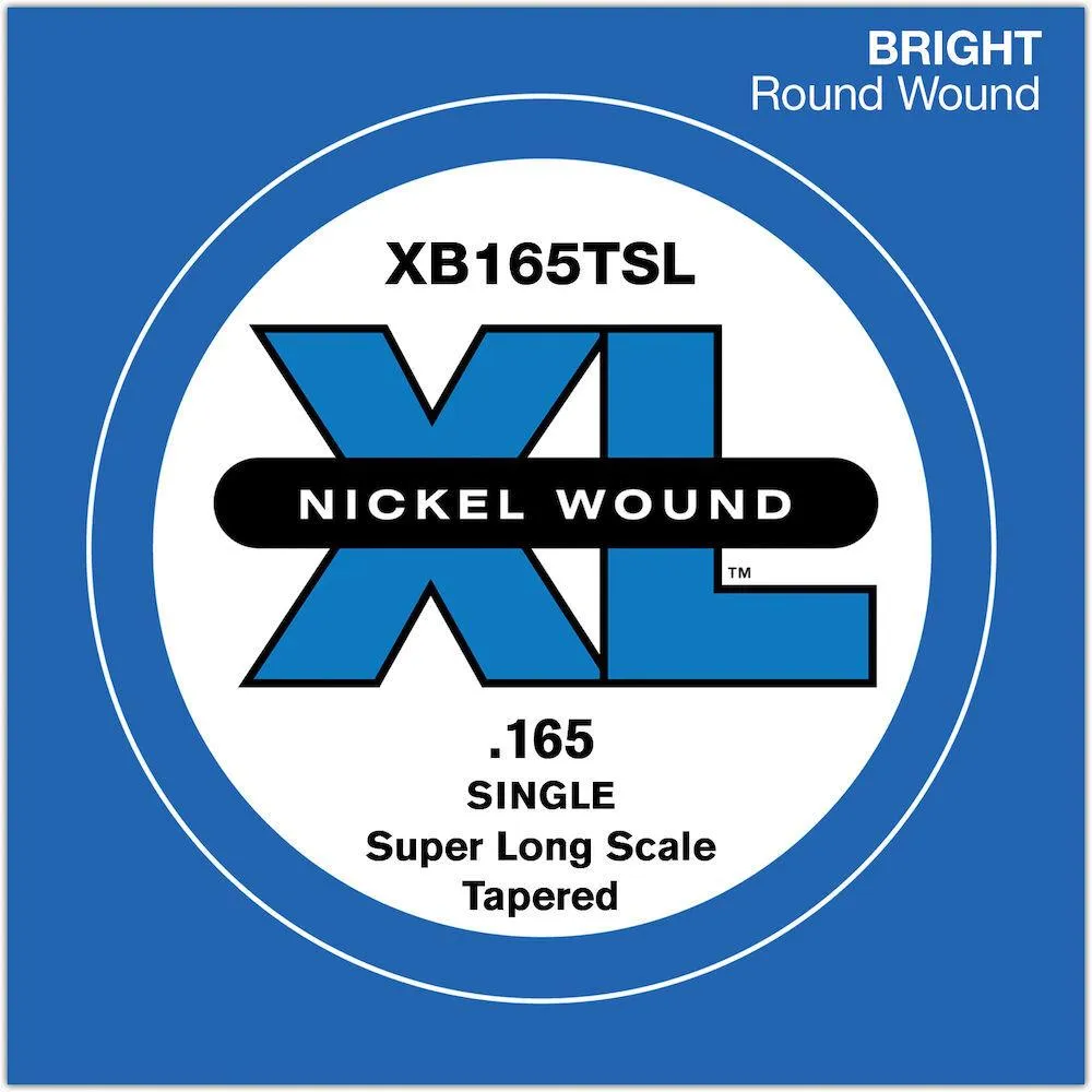 D'Addario XB165TSL Nickel Wound Bass Guitar Single String, Super Long Scale, .165, Tapered