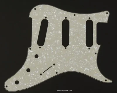 Big Bang Tone Electric Guitar Pickguard USA Std Strat - Age Pearl White 3 Ply
