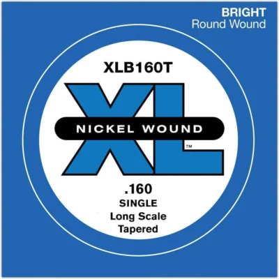 D'Addario XLB160T Nickel Wound Bass Guitar Single String, Long Scale, .160, Tapered