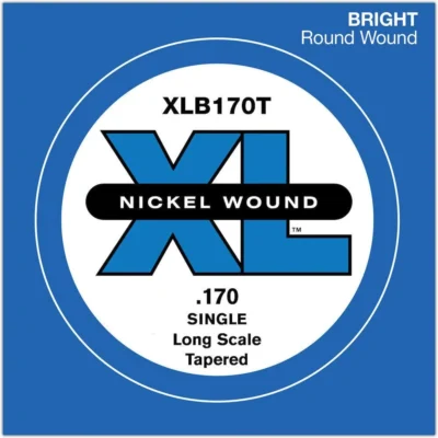 D'Addario XLB170T Nickel Wound Bass Guitar Single String, Long Scale, .170, Tapered
