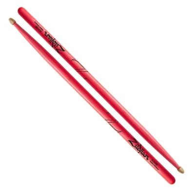 Zildjian 5A Acorn Neon Pink Hickory Drumsticks Wood Acorn Tips 1 Pair