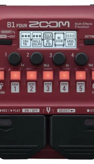 Zoom B1 FOUR Bass Multi-effects Processor with 9 Amp Models, 60 Onboard Effects,
