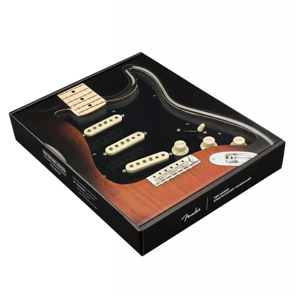 Fender Tex-Mex SSS Pre-wired Stratocaster Pickguard - Black 3-ply - Image 2
