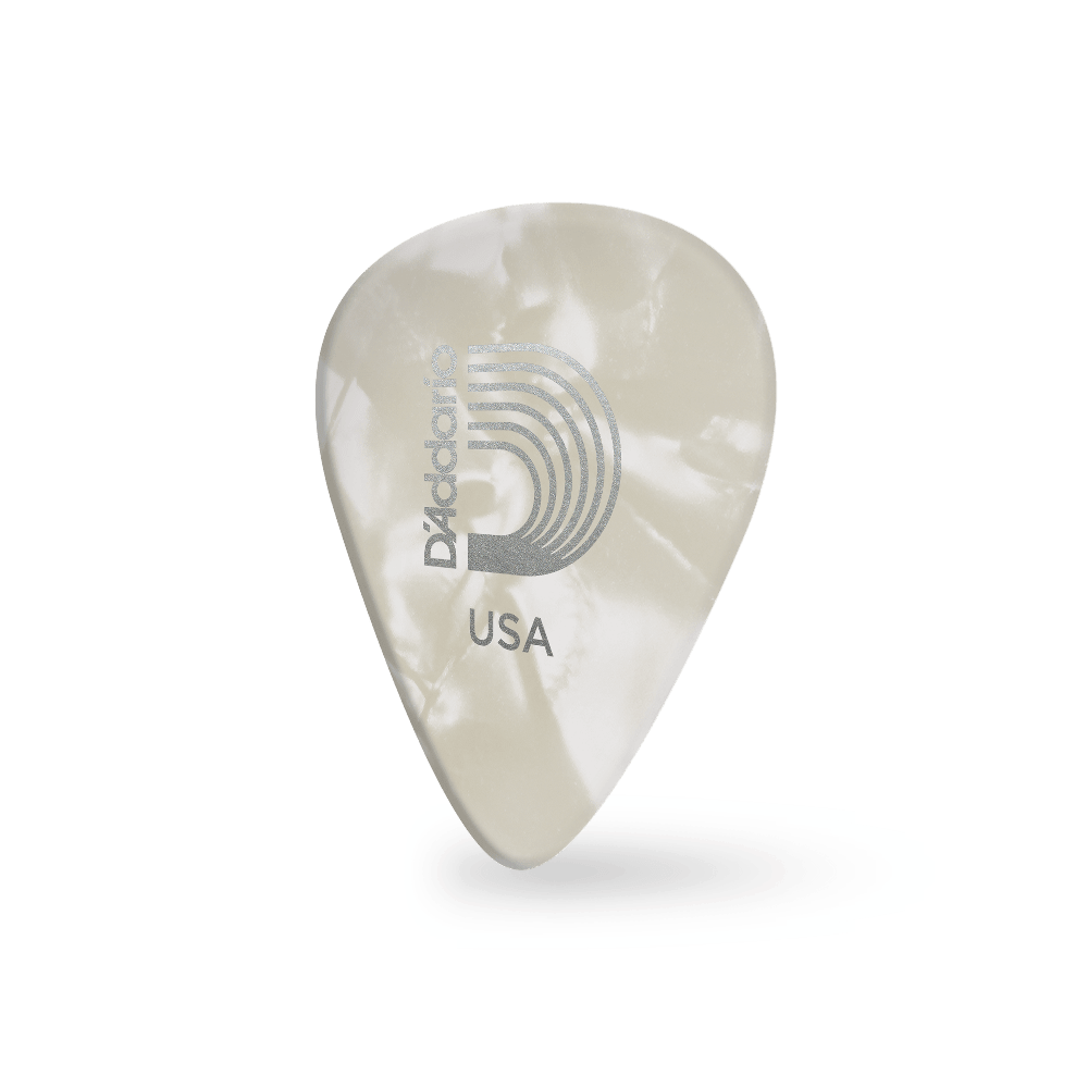 D'Addario White Pearl Celluloid Guitar Picks, 25 pack, Light - Image 2