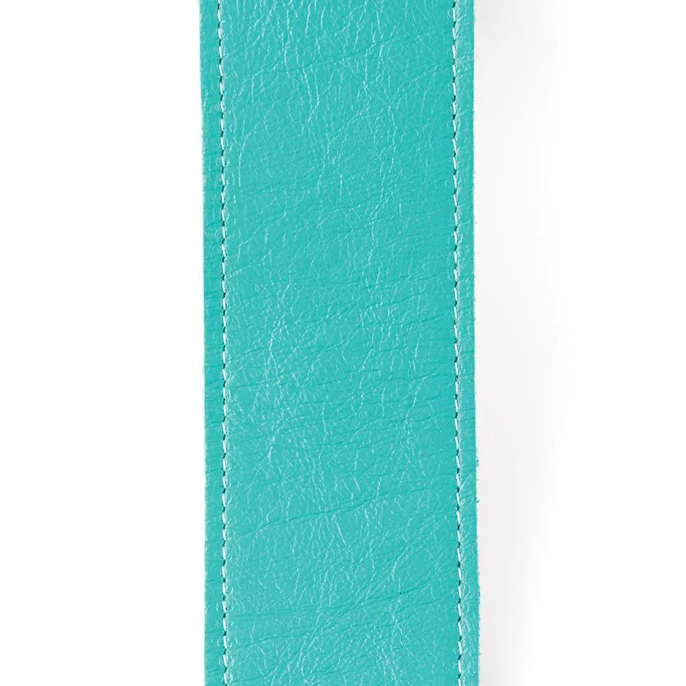 D'Addario Slim Garment Leather Guitar Strap, Teal - Image 2