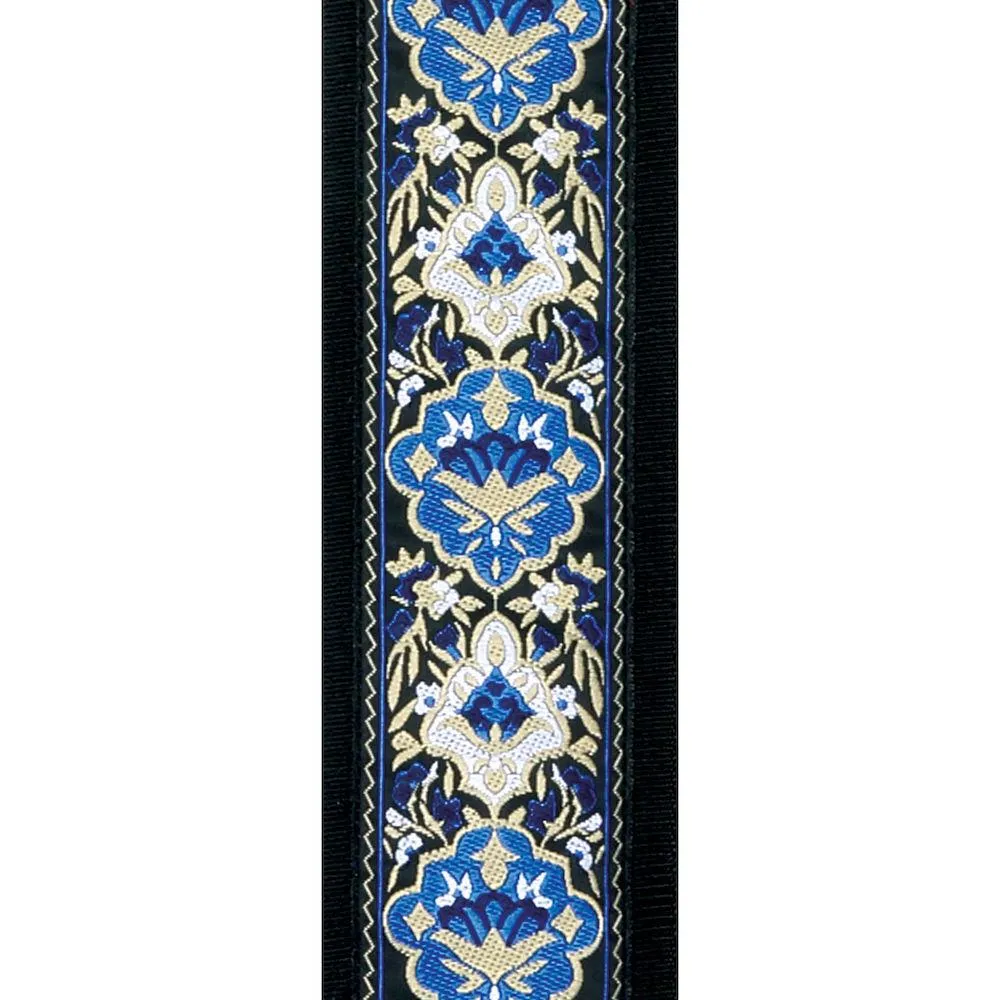 D'Addario Woven Guitar Strap, Blue Jaquard Design - Image 2