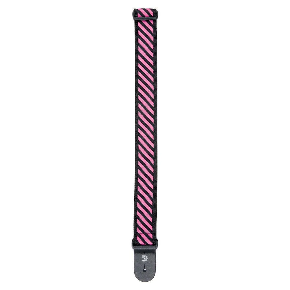 D'Addario Polypropylene Guitar Strap w/ Stripe Jacquard, Pink - Image 2