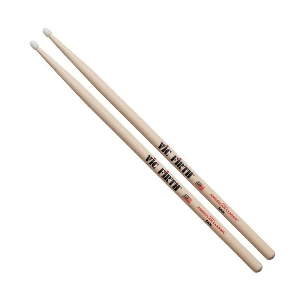 Vic Firth Classic American Hickory 5AN Nylon Tip Drum Sticks 3 Pairs Drumsticks - Image 2